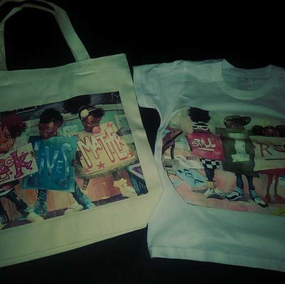 afrogirl101 Other - Matching kid shirt and small tote bag set